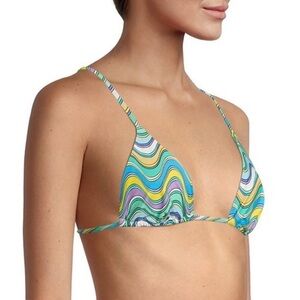 🍄HOST PICK🍄WeWoreWhat Cooper Wavy Stripe Triangle Bikini Top, Aqua Multi, XS